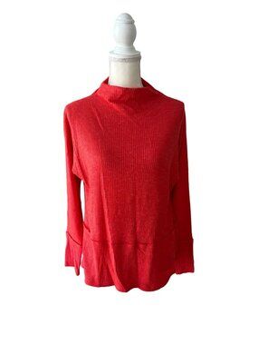 FOR THE REPUBLIC Red Knit Long Sleeve Top Size Small NEW